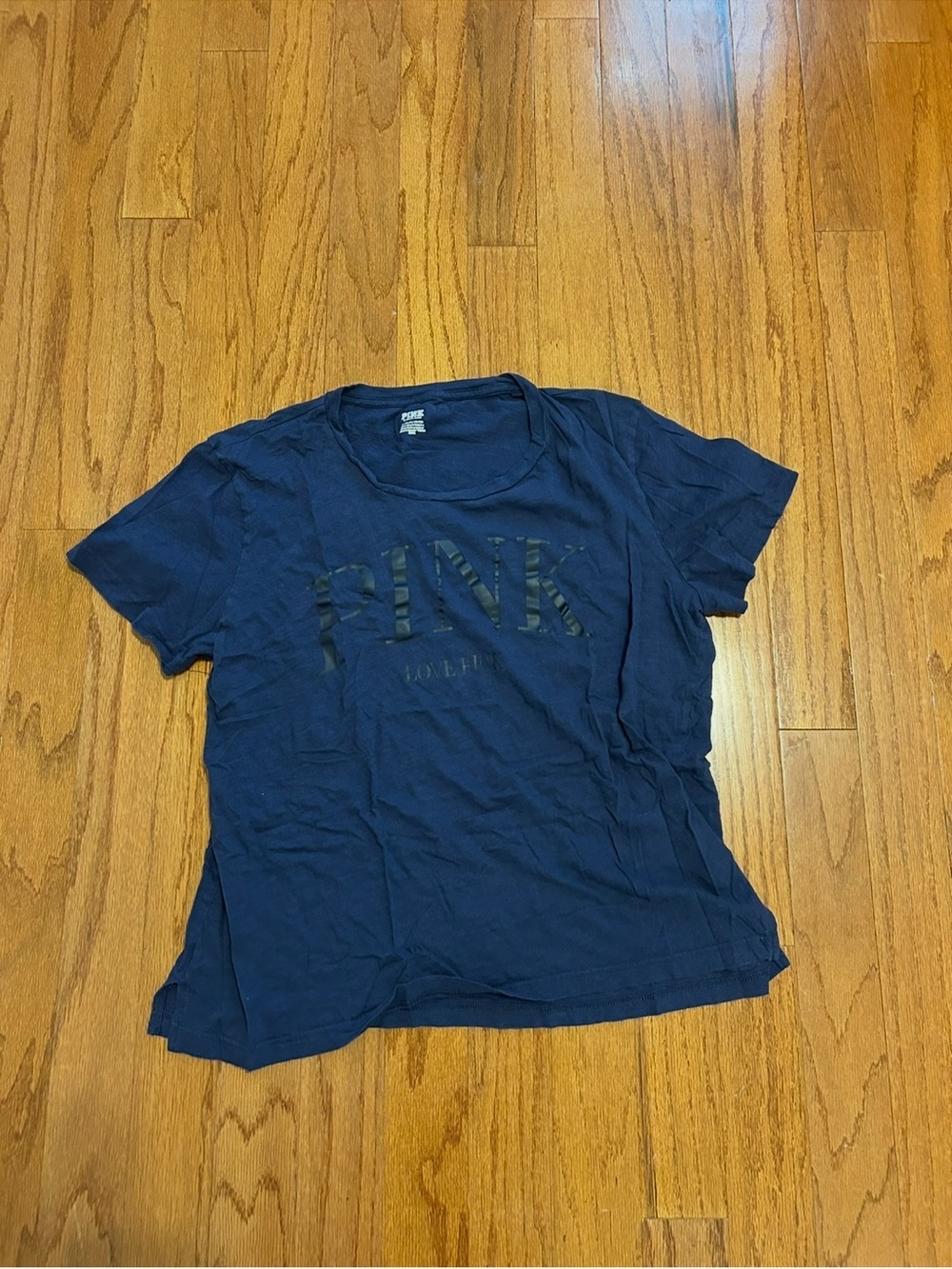 PINK Victoria’s Secret Navy Logo Tee XL Casual Graphic Shirt - Picture 2 of 7